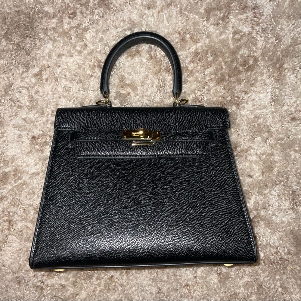 black top handle handbag